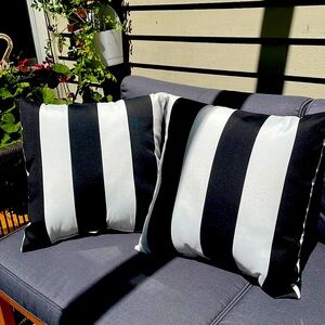 Set of Two Cabana wide stripe decorative square pillow - Indoor/Outdoor